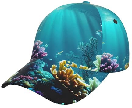 Fxuyyok Tukane Papagei Palme Blätter Unisex Baseball Cap - Volldruck Design - 100% Polyester - Verstellbare Größe Bequeme Mütze, Unterwasserlandschaft, One size