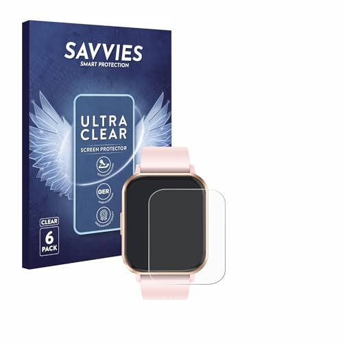 Savvies 6 Stück Schutzfolie für walkbee Smartwatch 1.83 Displayschutz-Folie Ultra-Transparent