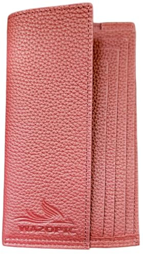 Wazopic Portefeuille Serveur, Serveuse, Véritable Cuir de Buffle Premium, 5 Compartiments, Porte Billet, CB, Ticket Restaurant, Chèque Vacances (Rouge)