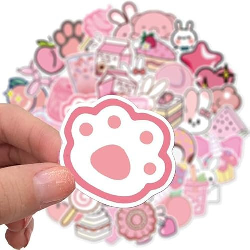 100 Simpatici Adesivi per Ragazze - Rosa, Impermeabili, Decorativi per Album di Ritagli, Computer, Bicchieri e Altro