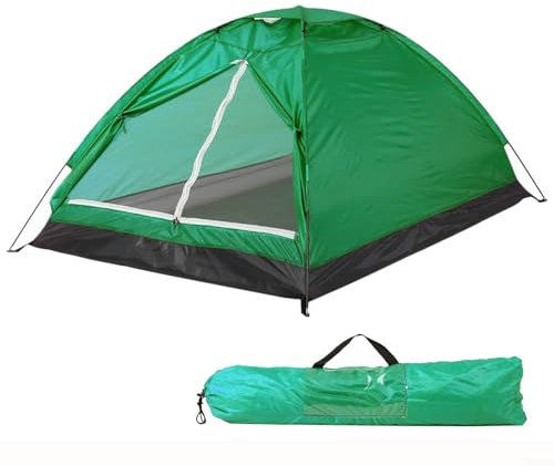 Tienda de campaña ligera para 2 personas, para senderismo, patio, doble capa, fácil de instalar, sistema de ventilación (verde)