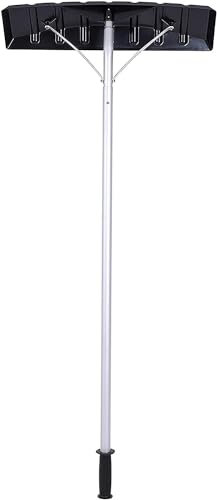 JOCHEN Snow shovel, telescopic pole roof rake snow removal system, aluminum head used to remove roof snow accumulators are often suitable for snow/leaf/debris removal tools