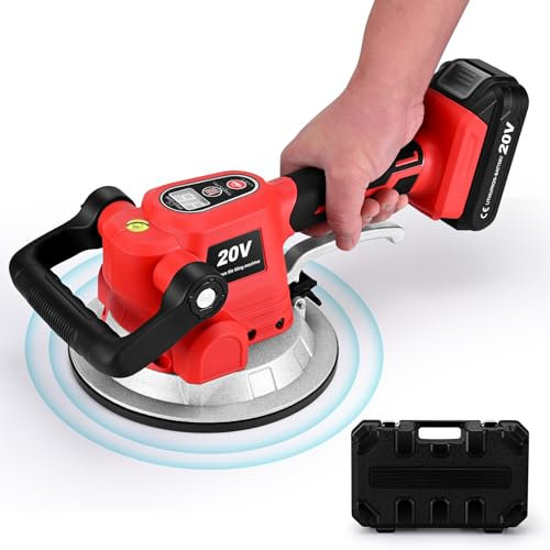 Ovshnrr Maquina Vibratoria para Azulejos, Ventosas para Azulejos - 12 Velocidades Ajustables - Ventosa de 19 × 19 cm - para Azulejos de 0.2-1.5m con Batteries ×2