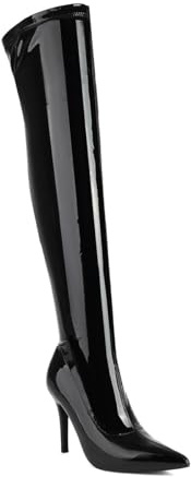 Feinlina Schwarze Over The Knee Stiefel Sexy Pointed Toe Lackleder Oberschenkel hohe Stiefel für Frauen
