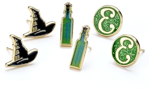 Wicked Hut, Trank und Elphaba 'E' Logo, Set mit 3 Ohrsteckern, Einheitsgröße, Zinklegierung: 93 % Zink, 3 % Kupfer, 4 % Aluminium, Kein Edelstein