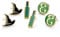 Wicked Hut, Trank und Elphaba 'E' Logo, Set mit 3 Ohrsteckern, Einheitsgröße, Zinklegierung: 93 % Zink, 3 % Kupfer, 4 % Aluminium, Kein Edelstein