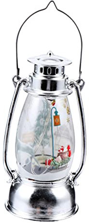 PRETYZOOM 1 Stück Pferdelaterne Nachtlampe Dekoration Außenlaternen Weihnachtstischlampe Batteriebetriebene Hängelampe Kerze Gartenlaterne Glitzerlaterne Weihnachten Silber PVC