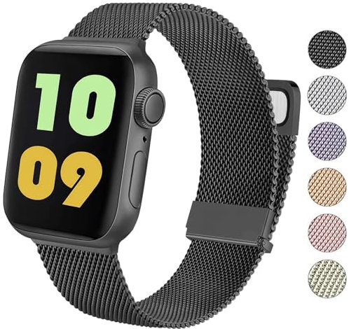 Metallo Cinturino per Apple Watch 40mm 38mm 41mm 42mm 44mm Ultra 2 49/46/45mm, Magnetico+Fibbia Cinturini per iWatch SE Series 10 9 8 7 6 5 4 3 2 1 SE