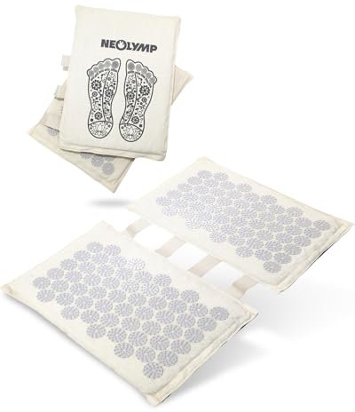 NEOLYMP Akupressur Fußmatte – Vielseitige Stimulation – Waschbar, umweltfreundlich, mit Tragetasche – Akupunktur Fußmassage Matte mit ABS-Spitzen – Nagelmatte (Akupressur Fußmatte Beige)