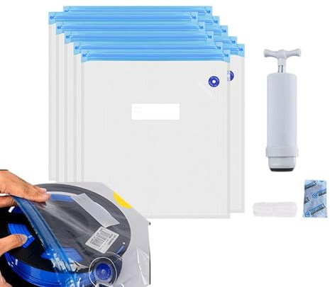 Vakuum-Filament-Sammeltasche, Vakuumbeutel | Versiegelungsbeutel aus staub- und spulenfestem Material mit Verriegelungsclips und einer Pumpe, Vacuum Seal Bag Set 2, Se référer au descriptif, Siehe