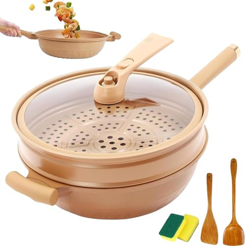 Titanium Micro-Pressure Clay Non-Stick Health Cooker, Non-Stick Clay Wok with Steamer Basket, Multifunctional 2-in-1 Microwave Pressure Cooker, for Cooking Frying (1pcs)