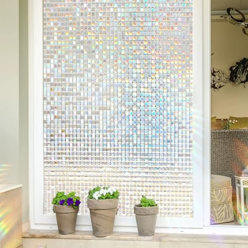 Pellicola Adesiva per Vetri 35 x 380 cm, Riduzione Abbagliamento Solare, Anti-Calore, Facile da Installare, Vetri Finestre, Pellicola Opaca Privacy, per Ufficio Bagno, Mosaico