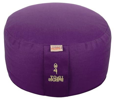Yogimudra Meditationskissen mit Kapok-Füllung und Kordelzug – Perfekt für Yoga, Achtsamkeit & Entspannung (Lila, Ø33x20cm)