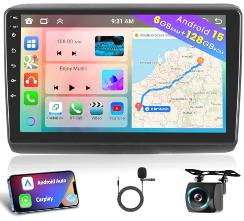 Hikity 8 core 6+128G Android 15 Autoradio für FIAT DUCATO 2010/Citroen Jumper/Peugeot Boxer Radio Wireless CarPlay Android Auto Three Split Screen BT Bildschrim 9 Zoll Navi GPS WiFi DSP FM RDS SWC