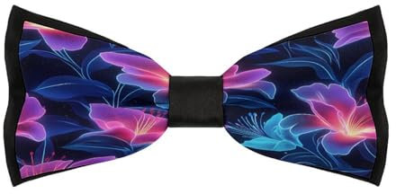 Jubonexis Nœud papillon pour homme Motif pivoines et lys fluo