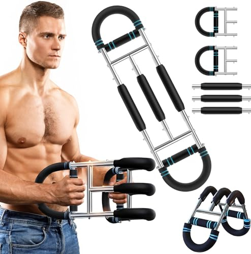 Verbesserter Twister Armtrainer mit 3 Federn, U-förmiger Verstellbares Arm,Brust& Oberschenkel Trainingsgerät ,Tragbarer Federwiderstand mit abnehmbarem Design, Fitnessgeräte für Büro,zuhause& Reise