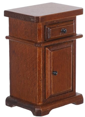 ORFOFE Miniatur Puppenhaus Nachttisch aus Massivem Holz Kleines Vintage Beistellmöbel Vielseitiger Nachtschrank für Puppenhaus Schlafzimmer Dekoration Realistische Handwerkskunst Elegant