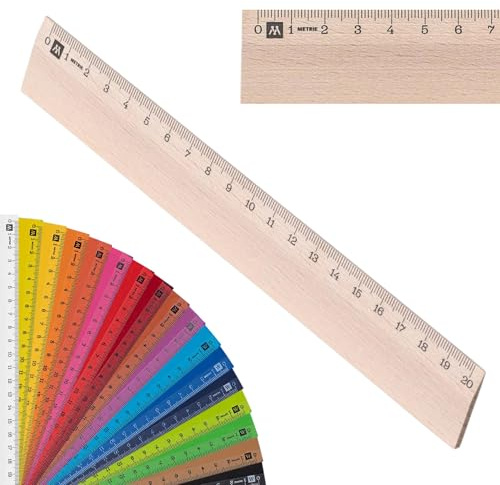 Metrie™ Lineal 20 cm – Holzlineal | Klein & Handlich | Für Grundschule, Schule & Büro, Zeichnen, Handwerker, DIY | Hergestellt In Der EU | 1 Stück | SCHOLAR