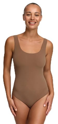 CFab Body Damen Rückenfrei Low Back String Baumwolle Ärmellos | Tiefer Rückenausschnitt glatter Stoff breite Träger und Druckknopfverschluss für offene Looks und bequemen Alltag
