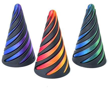 3Pcs 3D Printed Spiral Cone Fidget Toy Desk Decor Sensory Anxiety Relief