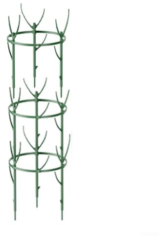 Kivivaka Grüner Pflanzenstützpfahl, rostbeständiger Metall-Rankgitterring zum Klettern von Tomaten, Gurken und Blumen, Gartenständer (dreilagig)