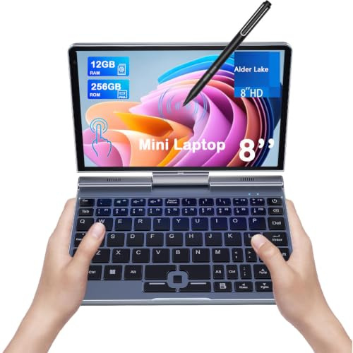 KOOSMILE 8 Touchscreen Laptop, Mini Laptops 2 in 1 Laptop mit Tastatur 12 GB LPDDR5-RAM, 512 GB/1 TB SSD, Wi-Fi 6, BT 5.2, HDMI, 2-MP-Kamera, Convertible Computer (N95-12GB+256GB)