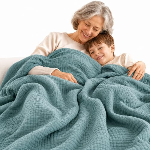 Zealburst Musselin Decke – 100% Baumwolle, leichte & weiche Musselindecke für Erwachsene, Sommerdecke 150x200, atmungsaktiv, kuschelig & vielseitig für Sofa, Bett & Couch (A,150 * 200cm)
