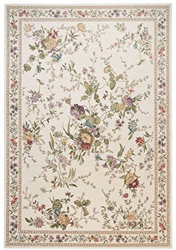 Teppich | Landhaus | Floral | Klassisch | Modern | Saugroboter freundlich | 80 x 150 cm; Farbe: Cream | THEKO die markenteppiche - FLOMI