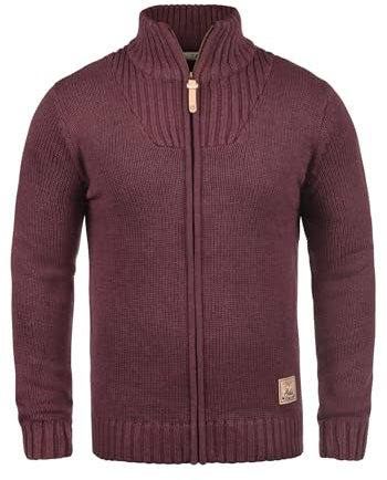 !Solid SDPoul Herren Strickjacke Cardigan Grobstrick Pullover mit Stehkragen Baumwollmischung Regular fit, Größe:3XL, Farbe:Wine Red Melange (8985)