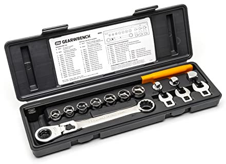 GEARWRENCH 15 Pc. Serpentine Belt Tool Set with Locking Flex Head Ratcheting Wrench - 89000 , Black