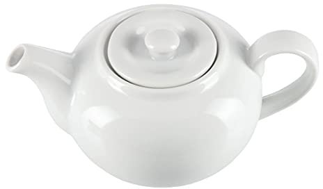 Olympia White Ware Teapots 852Ml 30Oz Porcelain Infuser Innovative Design 4pc