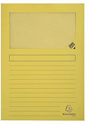 Exacompta 50109E Fenstermappen Packung, 100 Stück, mit Organisationsdruck aus Recycling-Karton 120 g, forever, Din A4, gelb