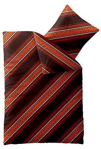 aqua-textil Concept Bettwäsche 155 x 220 cm Mikrofaser Bettbezug Mila Streifen Orange Braun