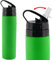 Silicone Squeeze Water Bottle 600ml Flexi Sports Drinks Gym Hydrate Non Slip Straw Lanyard Clip Cap Eco Freindly BPA Free Green
