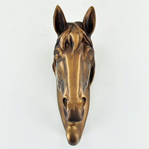 Kleiderhaken in Form eines Pferdekopfs, dekoratives Wandaccessoire, bemaltes Bronze-Finish, 19 cm groß