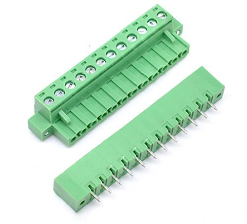 Oiyagai 5 Set 5,08 mm Abstand 12-polige steckbare Anschlussklemmen für Leiterplatten Grün
