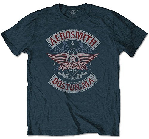 Aerosmith Boston Pride Official Music Licensed Blue Denim T-Shirt