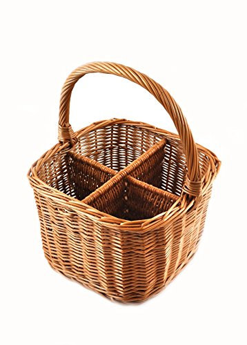 MyBer® Weidenkorb Flaschenkorb Tragekorb Korb aus Weide für 4 Flaschen braun K14-121