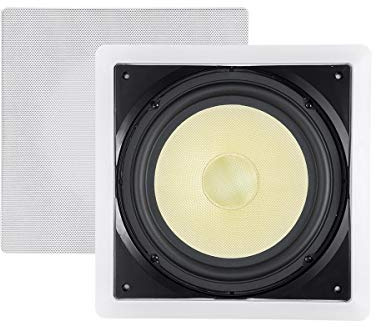 Monoprice Caliber - Altavoz de Pared (Fibra de 10 Pulgadas, 300 W, subwoofer) fácil instalación y Parrilla pintable