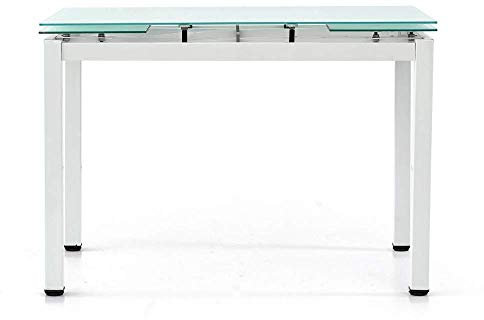 Spazio Casa Table en verre rectangulaire extensible - 110 x 70 cm, blanc