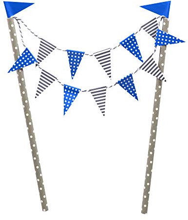 Frau WunderVoll® KUCHENGIRLANDE BLAU/Topper, Kuchenstecker, Muffin, Geburtstagskuchen, Dekoration, Deko, Kinder, Party, Hochzeit, Hochzeitstorte, Geburtstag