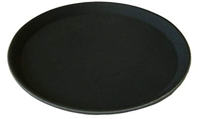 Beaumont Plastic Non-Slip Round Tray Black 406mm - Easy to Handle, Wipeable Surface, Dishawasher Safe, for Restaurants and Cafés