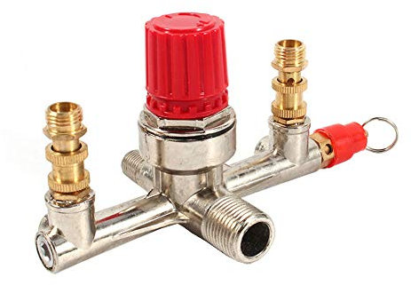 Mdurian Doppelauslassrohr Legierung Luftkompressorschalter Druckregelventil Pumpenteile Druckschalter Luftkompressor Halterung Passen Steuerung Einstellbar