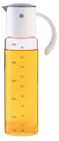 XiaoShenLu Auto Flip Olive Oil Dispenser Bottle, Leakproof Condiment Container With Automatic Cap and Stopper, Non-Drip Spout, Non-Slip Handle for Kitchen Cooking,500ml