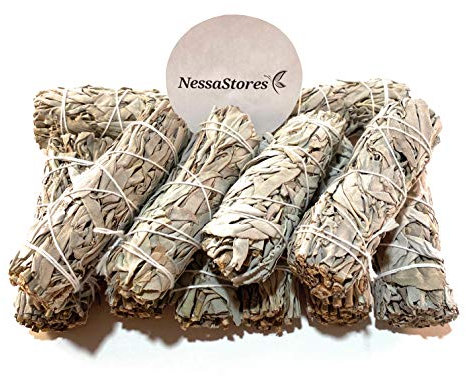 1 bâton de sauge blanche de Californie, 10,2 cm attaché à la main, entièrement naturel, pour le nettoyage de la maison, le soulagement du stress et l'élimination des énergies négatives #JC-006