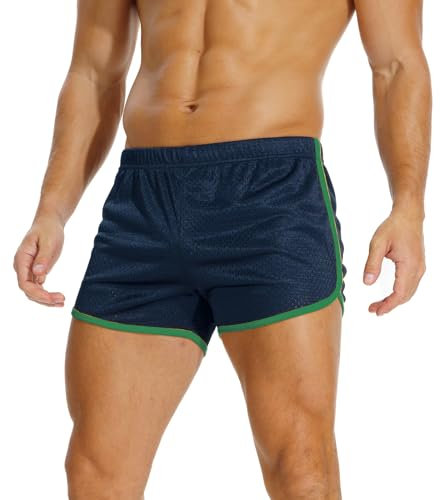 AIMPACT Sport Shorts Herren 3 Inch Turnhose Herren Kurz Mesh Atmungsaktiv Bodybuilding Shorts Fitness Training Sporthose (DarkBlue-L)