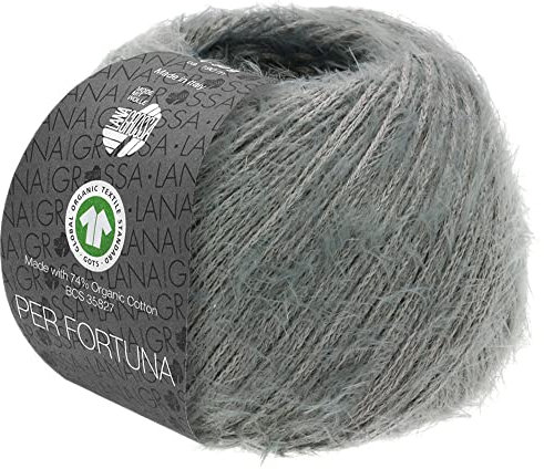 LANA GROSSA Per Fortuna GOTS | Leichtes Sommerflauschgarn mit Baumwolle | Handstrickgarn aus 74% Baumwolle (Bio) & 26% Polyamid | 50g Wolle zum Stricken & Häkeln | 190m Garn FB 7
