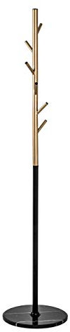 HAKU Möbel Garderobenständer Gold, schwarz, Marmor, Metall - Maße: H 173 cm x Ø 37 cm, Style: Modern