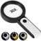 JMH Magnifying Glass with Light, 30X Handheld Large 18LED Cold and Warm Light with 3 Modes, Illuminated Magnifier for Seniors Reading, Inspection, Coins, Jewelry, Exploring
