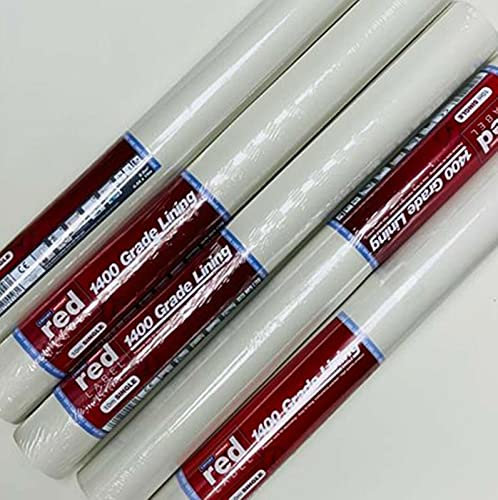 SOPHIE LAURENCE Erfurt Red Label Lining Paper 1400 Grade Single 10m Roll Quality White Plain Wallpaper Available in Pack of 4, 5, 6, 8 (5, White)